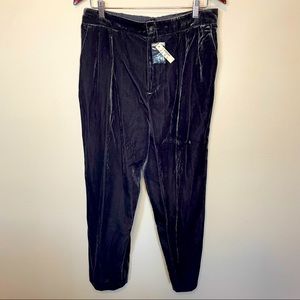 NWT Madewell Velvet Tapered Pleat Pull-On Pants in Slate Grey